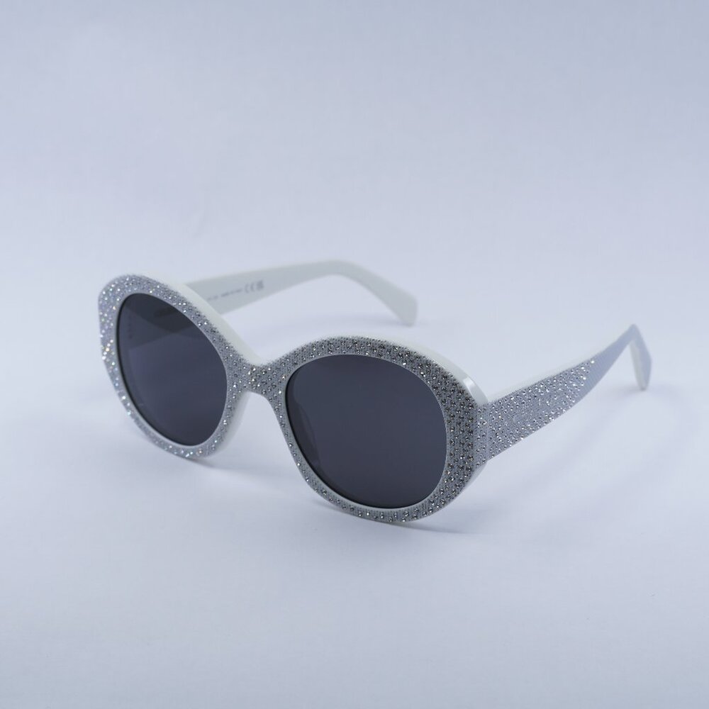 Celine CL4240IS 25A Sunglasses Shiny Ivory with Silver Studs Embellishment Frame